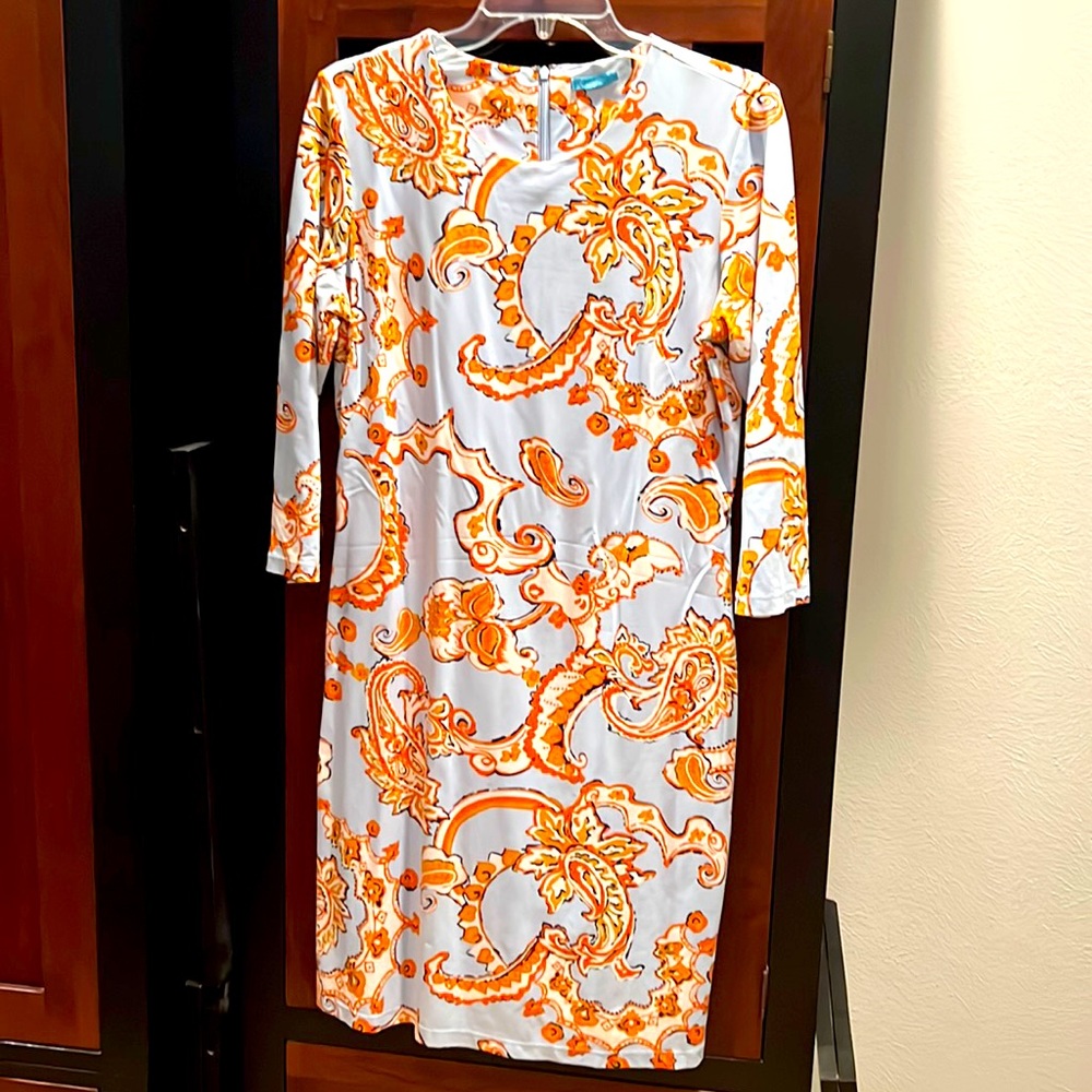 J.McLaughlin seaside paisley dress, size L.  Sleeves 3/4 length